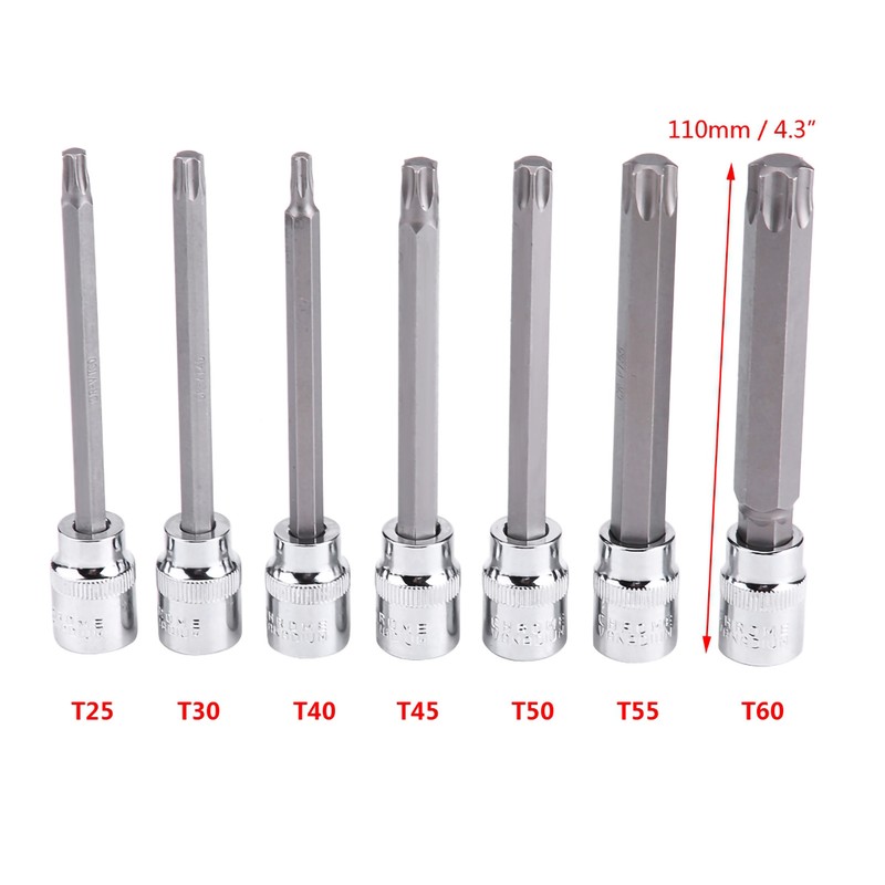 7Pcs 3/8inch Drive Extra Long Torx Star Bit Socket Set