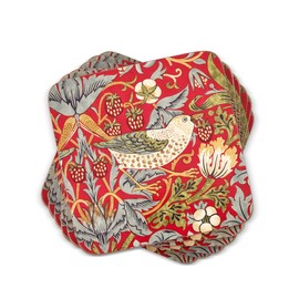 Pimpernel Morris & Co Strawberry Thief Red Coasters, Set of 6 - Stain Resistant & Heat Safe Fabric-Feel Square Coasters with Birds & Botanical Pattern for Stylish Dining & Entertaining