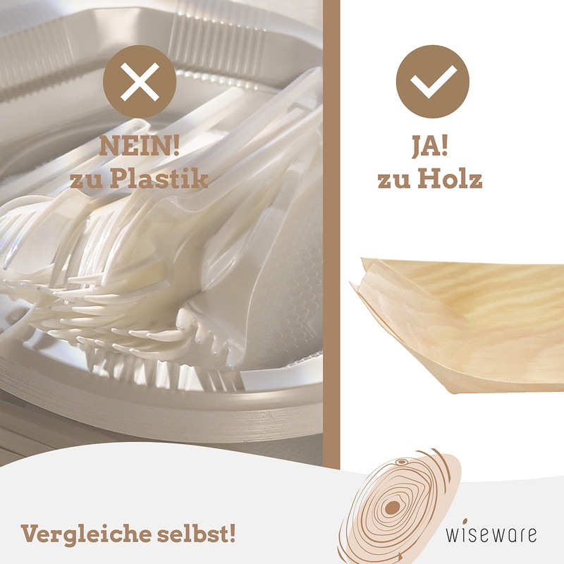 wisefood Disposable Birch Wood Snack Bowl, Brown, Pack of 50