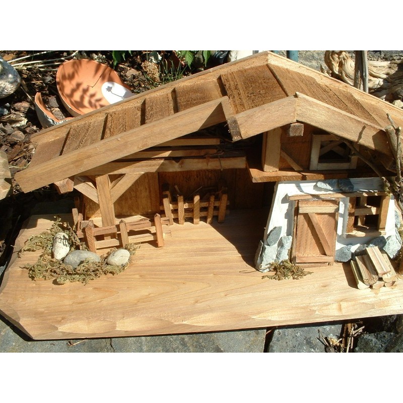 Modellhaus Holzhaus 30cm Krippe incl. 11 Krippenfiguren