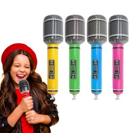 Roontin Ultimate Inflatable Microphone Set - 4PCS Blow-Up Musical Instruments for Kids, Party Props, and Stage Performances