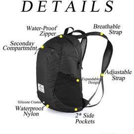 Naturehike 18L Waterproof Hiking Daypack, Lightweight Packable Backpack for Travel, Airplane Travel Small Backpack for Adults (Grey)