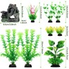 QUOZUO Fish Tank Accessories Artificial Plants, 9pcs Green Aquarium Decorations