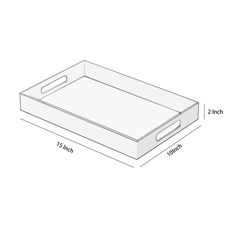 KEVJES Glossy White Acrylic Serving Tray with Handles-Butler Trays for