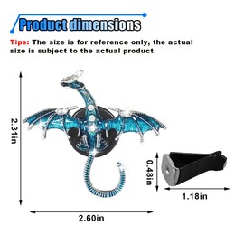 3PCS Bling Dragon Wyvern Car Dashboard Air Vent Trim Clips, Crystal Rhinestone Enamel Dragon Car Diffuser Air Fresheners Outlet Clip, Car Interior Decoration Charm Accessories for Women (Blue)