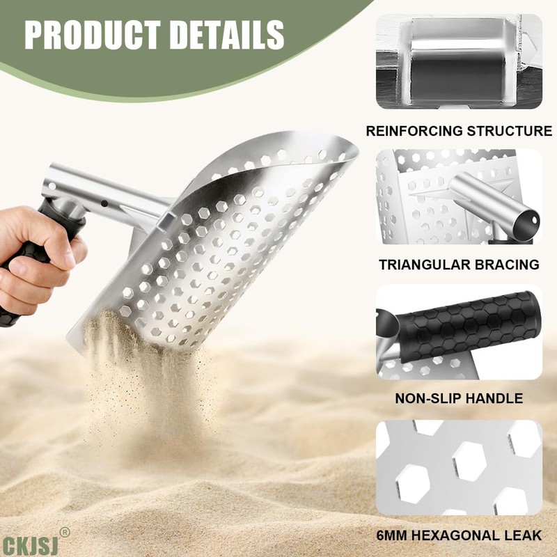 Metal Detector Scoop & Multifunctional Metal Detecting Waist Pouch,Long Handle