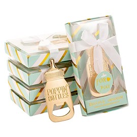 Abrebotellas de bebé de 24 piezas, diseño 'Poppin', aleación de zinc duro y superficie oro galvanizado, regalos o cajas de regalo para invitados, decoraciones para bodas, cumpleaños y más