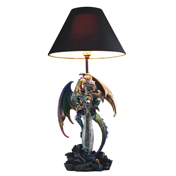 ICE ARMOR 24.5" Fantasy Collectible Dragon Statue Table Lamp Wrap