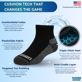 NEW! Thick Ankle Socks (3-pack) (US, Large, Black)