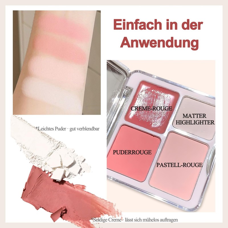 Peach Pink Blush & Highlighter Palette - 4 Colours Highly