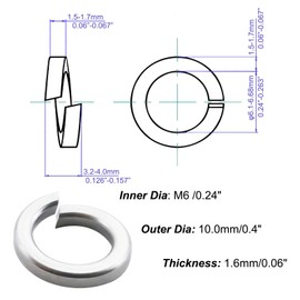 Fajoeda M6 Split Lock Washer,120PCS 304 Stainless Steel(18-8) Spring Lock Washers for Bolts Nuts and Screws,Silver