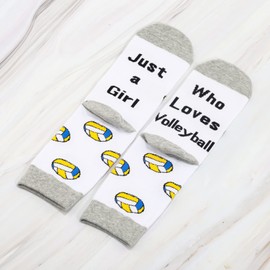 CMNIM Volleyball Gifts for Teen Girls 2 Pairs Novelty Volleyball Socks Just a Girl Who Loves Volleyball Player Gifts Girls (2 Pairs Volleyball Socks)