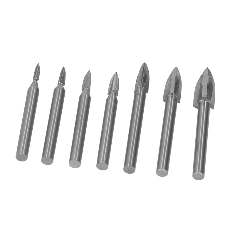 7Pcs Engraving Drill Bit 6mm Shank High Speed Steel Carving