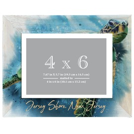 R and R Imports Jersey Shore New Jersey Souvenir Wooden Photo Frame Turtle Design Matted to 4 x 6