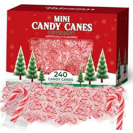 Bulk Mini Candy Cane Individually Wrapped 240 Pack - Small Peppermint Candy Canes Red & White Christmas Candy For Holiday Gifts, Stocking Fillers, Party Favors & Decorations