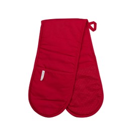 QFUNACCESS 7.5 x 32 Inches Heat Resistance Double Oven Mitt with Flexibility Cotton, UP to 450 F Heat Resistant (Red)