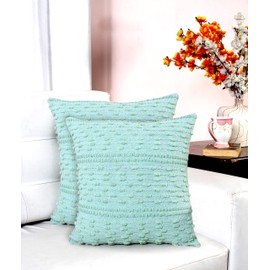 ACCENTHOME Boho Throw Pillow Cover 20x20 Inch (2 Pc) Cotton Hand Woven Decorative Design Pillows for Farmhouse Couch Sofa Bedroom | Sage Tufted Pillow Covers | Home Decor Textured Hug Pillowcases