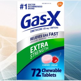 Gas-X Gas X Extra Strength Cherry Chewable Tablets 72 Count Simethicone 125 Mg