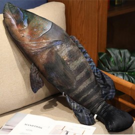 OUKEYI Soft Fish Cushion Pillow,Simulation grouper Plush Pillow Stuffed Toy Throw Pillow for Home Decoration Gift Kids Pillow Stuffed Animal Toy (23.6inch/ 60cm)