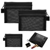 Mesh Pouch, Cosmetics Pouch, 4 Pieces, Black/Gray, M, S, Makeup