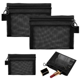 Mesh Pouch, Cosmetics Pouch, 4 Pieces, Black/Gray, M, S, Makeup Pouch, Storage Bag, For Travel, Business Trips, Lightweight, Portable, Moisture-proof, Dustproof, See Through Mesh, Easy To Take Out