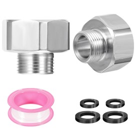 2Pcs Water Line Adapter,Stainless Steel Fittings in 1/2" Female to 9/16" Male Reducer Adapter,Compression Fitting for Kitchen Bathroom Faucet,Connector with Rubber Washer and Applicable Tape