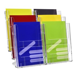 DIN A5 Table Brochure Holder with 6 Compartments / Brochure Stand / Leaflet Holder / Flyer Holder