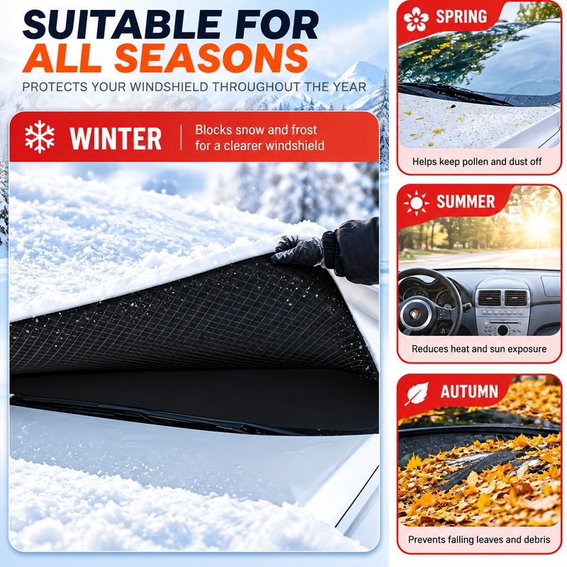 Magnetic Windshield Snow Cover for Winter Car Protection – PVC