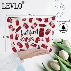 LEVLO Funny Drinks Lover Cosmetic Make Up Bag Drinks Fans Gift But First Drink Makeup Zipper Pouch Bag, But First Full, Cosmetic Bag