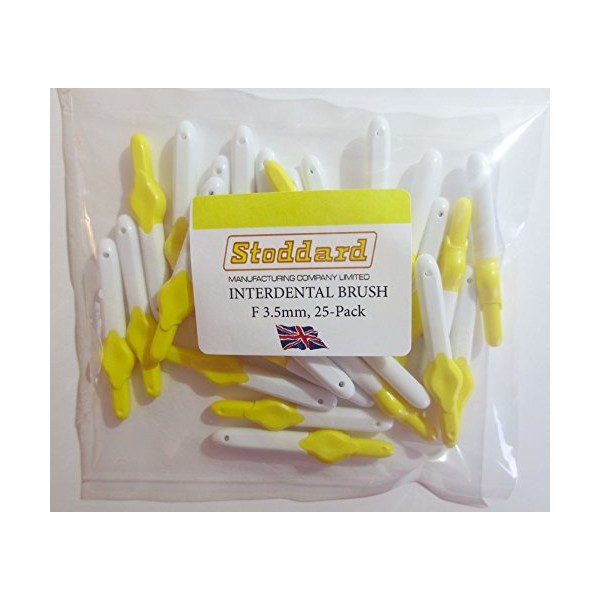 Stoddard 25 Icon Interdental Brushes Value Pack All With Extendable Handles Floss Toothpick Plaque Tartar Removal Oral Hygiene Dental Brush 0.7 Mm Yellow