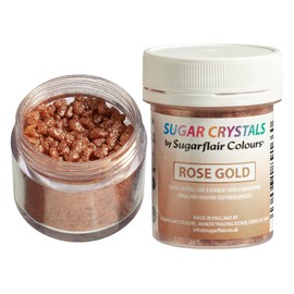 Sugarflair Sugar Crystals Rose Gold, Oro Rosa, Sprinkles Commestibili, Decorazioni di Zucchero per Torte, Cupcake e Biscotti - 40 g