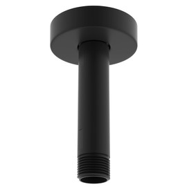 Hibbent All Metal Ceiling Mounted Shower Arm, 6 Inch Shower Head Extension Arm with Flange For Fixed High Pressure Rain Shower Head, Stainless Steel Shower Head Extender, Matte Black