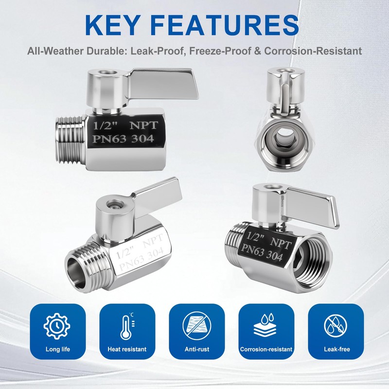 SKLSSVF 2Pcs Shower Head Shut off Valve, 304 Stainless Steel