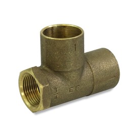 Everflow Supplies CFCT1341-NL Cast Brass Tee Fitting with Solder Cup to Female Thread Connection and Solder Cup Branch, 1" x 3/4" x 1"