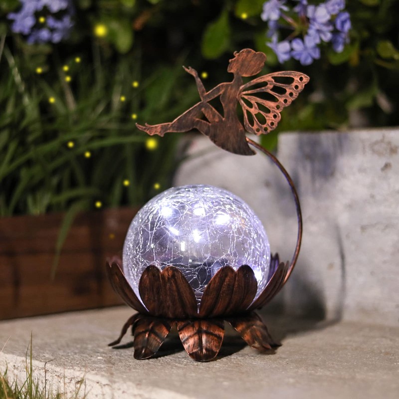 MUMTOP Solar Lantern Fairy Light, Crackle Glass Solar Lights Outdoor