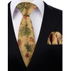 Alizeal Mens 3.15inches Flower Patterned Tie with Floral Printed Pocket