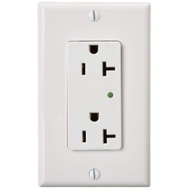 Leviton 5380-W 20 Amp, 125 Volt, Decora Plus Duplex Receptacle, Straight Blade, Industrial Grade, Surge w/ Indicator Light, White