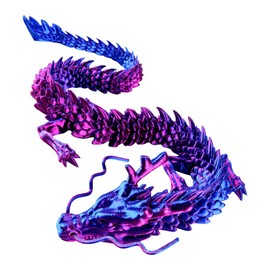 3D Printed Dragon Fidget Toy,Articulated Dragon Crystal Dragon,Crystal Dragon With Dragon,Flexible Crystal Dragon Figurine Decor, Home Office Decor Desk Toys,Laser Printed - Purple