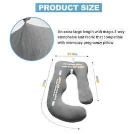 Runhike 57 Inch U Shaped Removable Pregnancy Pillow Cover Compatible with Momcozy,Soft and Breathable,Cooling Polyester Pregnancy Pillow Case Replacement Fits 55/57 Inch