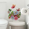 Flowers and Butterflies Toilet Lid Stickers,Removable Vinyl Botanical Flower Toilet