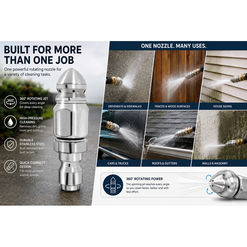 Sewer Jetter Nozzle for Drain Cleaning – 5000 PSI Mini