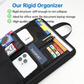 DELTAMANN Slim Rugged Backpack Organizer Insert for Travel Work Men Women -13 Pockets,Padded Nylon, Handle,Lightweight - Black