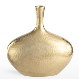 Torre & Tagus Lilo Dimpled Ceramic Gold Vase, 8"x 8.25" Ceramic Vase for Home Decor, Small Decorative Vase for Gold Decor, Flower Vase with Narrow Neck for Faux Floral & Stems (8"x4.25"x 8.25"H)