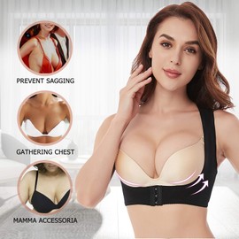 Werena Chest Brace Up for Women Posture Corrector Back Brace Support Bra Shaper Vest Shapewear Tops (Classic Black-1,3XL)