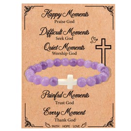 Christian Gifts for Women,Christian Gifts, Religious Gifts for Family, Gifts for Christian Women, Christian Cross Bracelet for Women,Gift under 10 dollars, Christian Light Purple Cross Bracelet Gifts