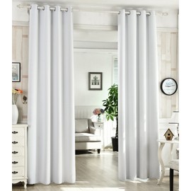 WOLTU Set of 2 Opaque Curtains with Eyelets, Lightweight and Soft Blackout Curtains, Heat Insulating, Thermal Curtain, Cold Protection, Eyelet Curtain for Living Room, Children's Room, 135 x 225 cm,
