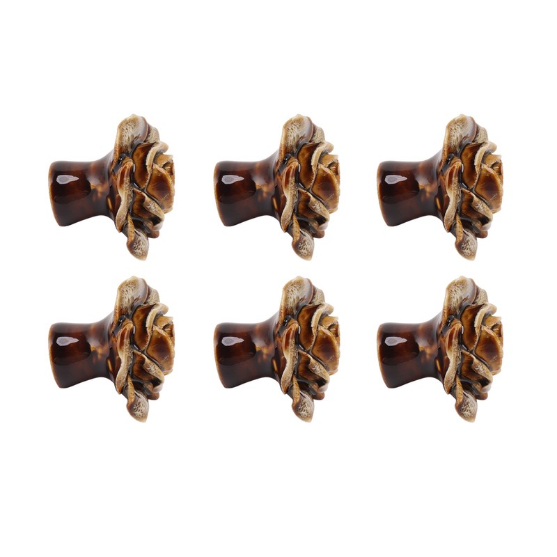 6Pcs Cabinet Knob Rose Flower Shape Delicate Ceramic Knob for