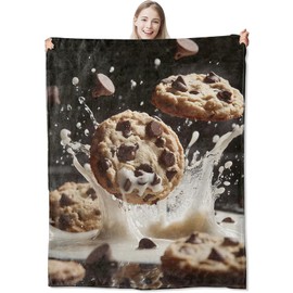 Manta de galletas – Manta de franela acogedora y suave, ligera para sofá y ropa de cama, decoración de galletas de viaje y al aire última intervensión con diseño de galletas mullido de 60 x 50