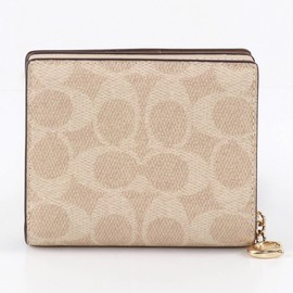 Coach FCW789 CW789 Sand/Chalk Signature Coated Canvas Leather Snap Wallet, Women's, Outlet Product, Brand, Parallel Imported, Sand x Chalk