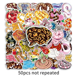 50Pcs Snake Stickers Vinyl Cute Cartoon Animal Stickers for Water Bottle Scrapbook Bumper Laptop Luggage Skateboard Phone Cars Bike Guitar Computer,Waterproof Kawaii Stickers for Kids Teens Boys